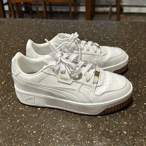 Puma White Sneakers with Gold Details